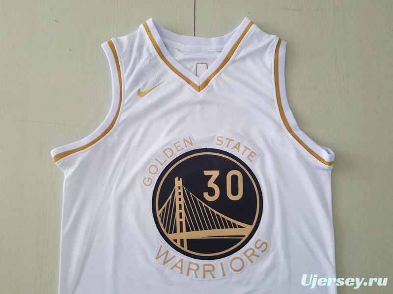 Stephen Curry 30 White Golden Edition Jersey