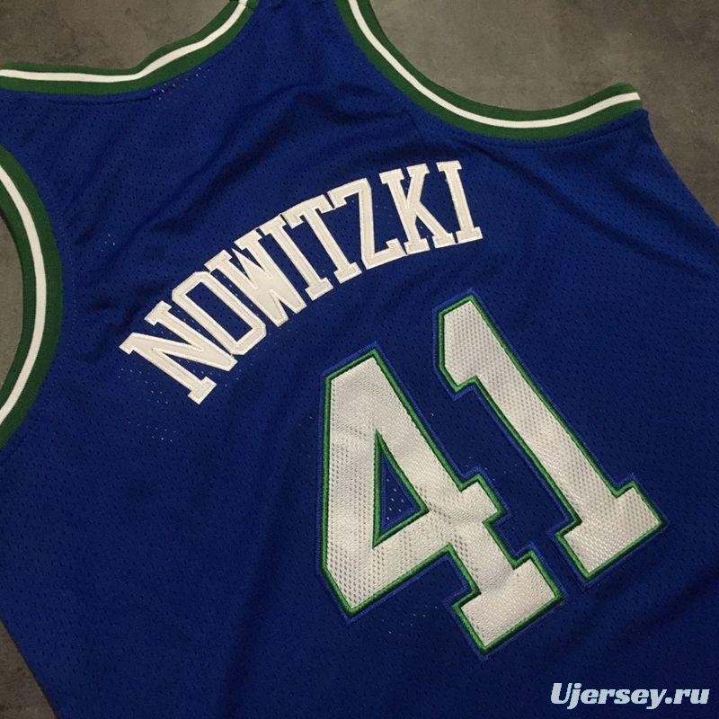 Men's Dirk Nowitzki Blue Retro Classic Team Jersey