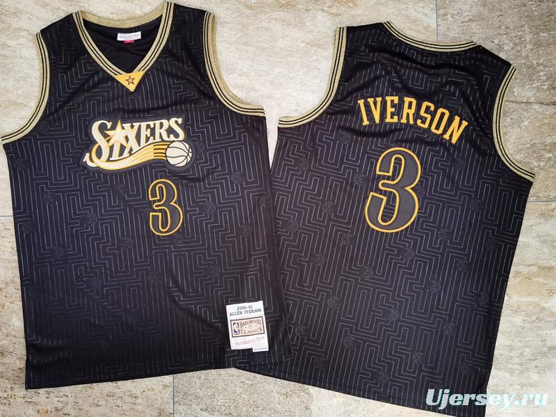 Men's Allen Iverson Black Retro Classic Team Jersey