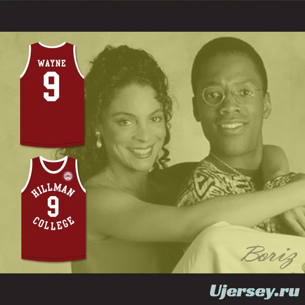 Dwayne Wayne 9 Hillman College Maroon Basketball Jersey with Eagle Patch