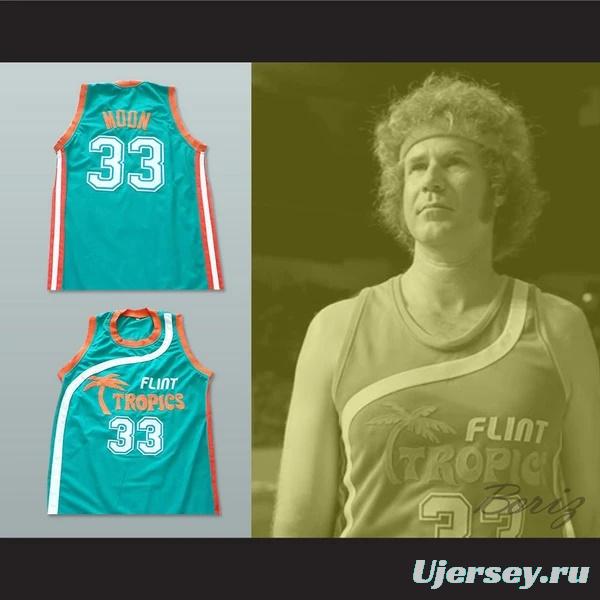 Flint Tropics 33 Jackie Moon Teal Basketball Jersey Semi Pro Team New
