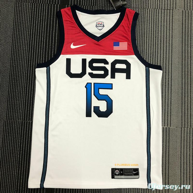 Thai Version Men's Devin Booker White USA Basketball Player Jersey