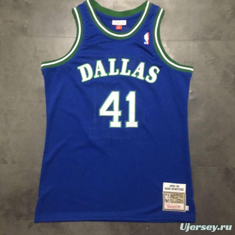 Men's Dirk Nowitzki Blue Retro Classic Team Jersey