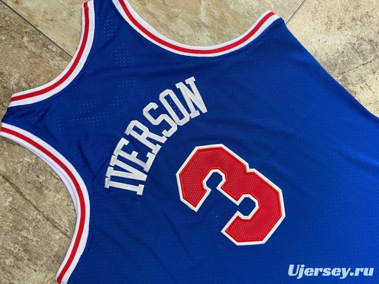 Men's Allen Iverson Blue Retro Classic Team Jersey