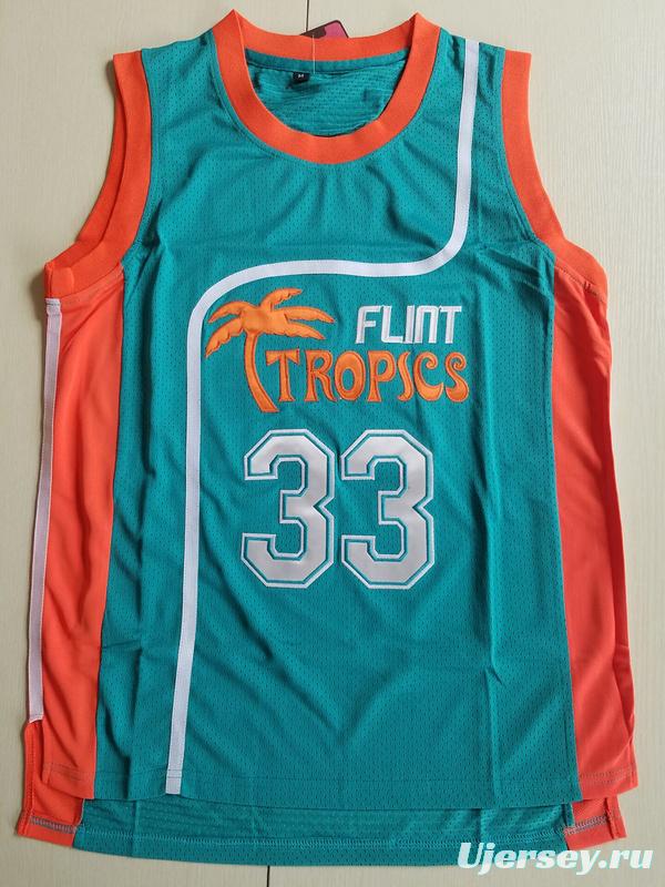 Flint Tropics 33 Jackie Moon Teal Basketball Jersey Semi Pro Team New