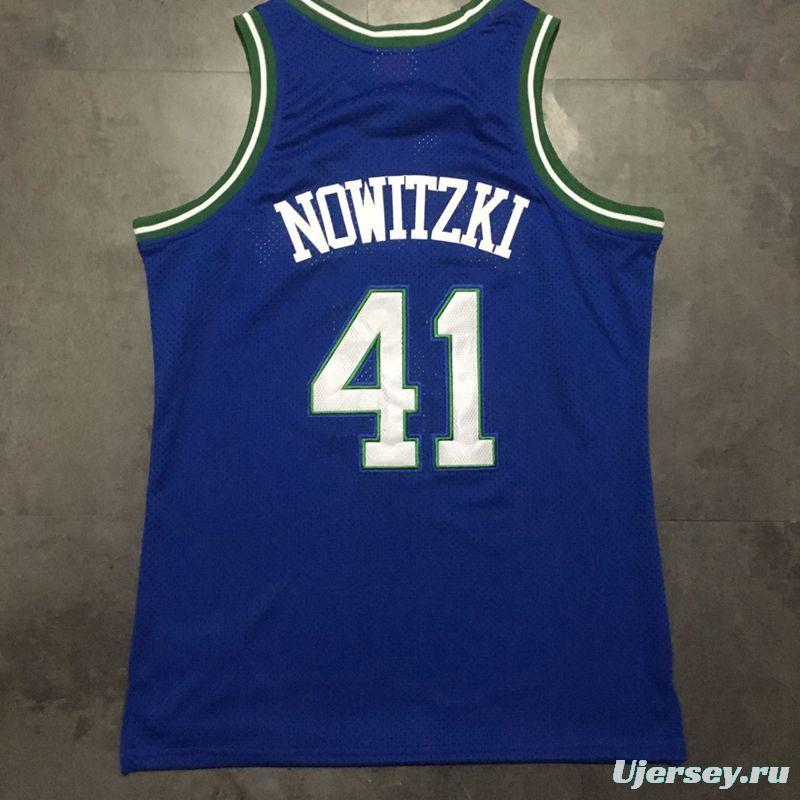 Men's Dirk Nowitzki Blue Retro Classic Team Jersey