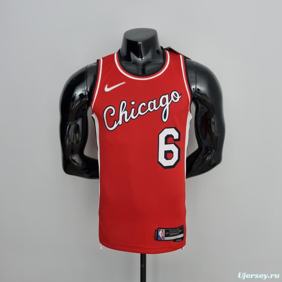 75th Anniversary 2022 Season Chicago Bulls CARUSO #6 City Edition Red NBA Jersey