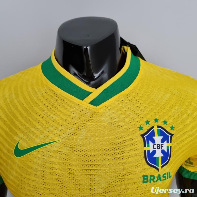 2022 Brazil Player Version Classic Yellow Soccer Jersey