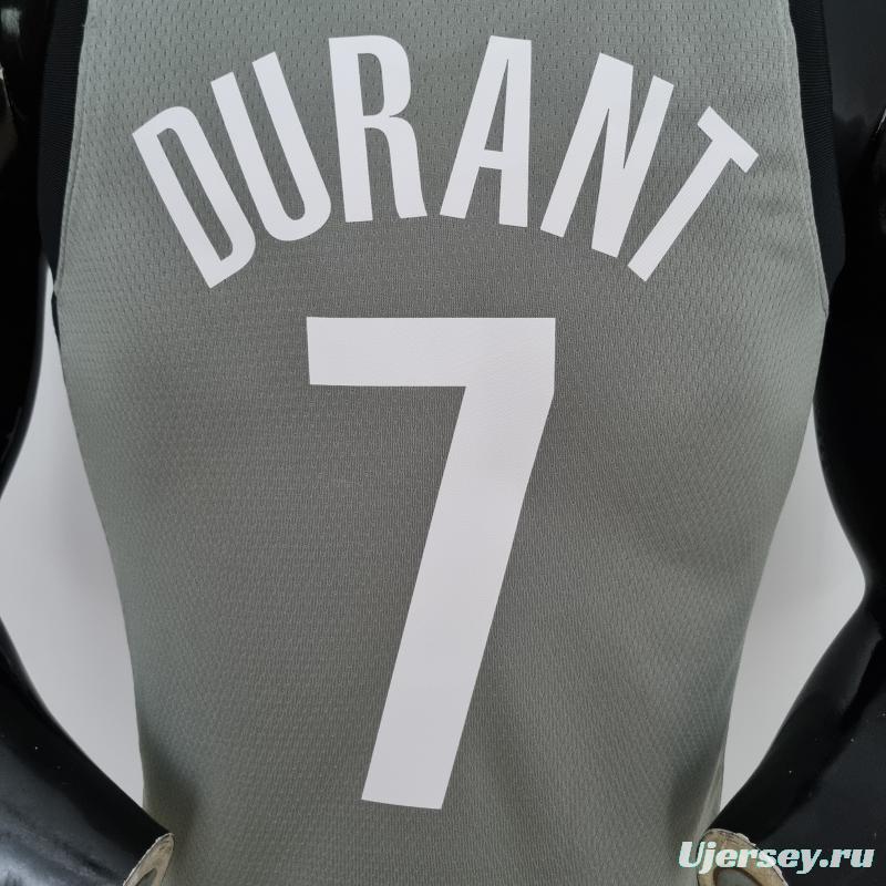 75th Anniversary Durant #7 Brooklyn Nets City Edition Gray NBA Jersey