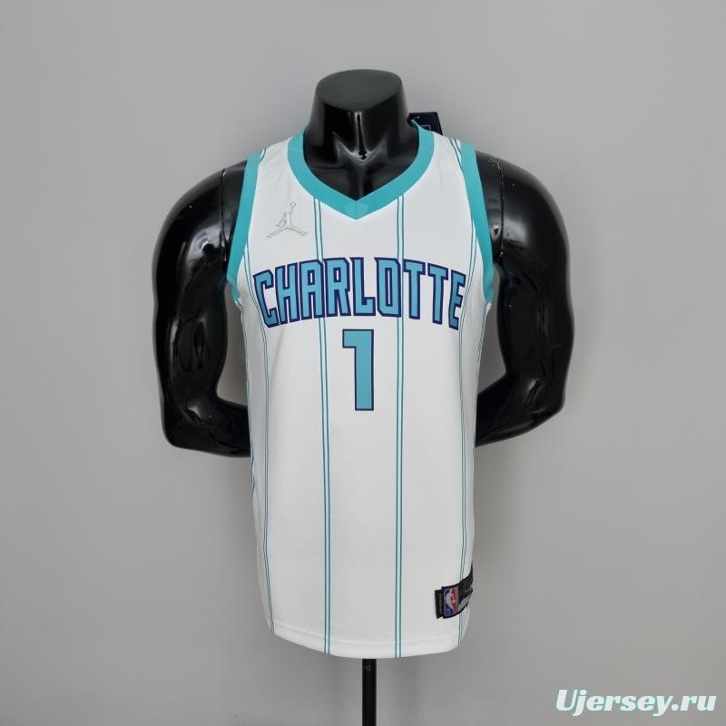 75th Anniversary BALL #1 Charlotte Hornets White NBA Jersey