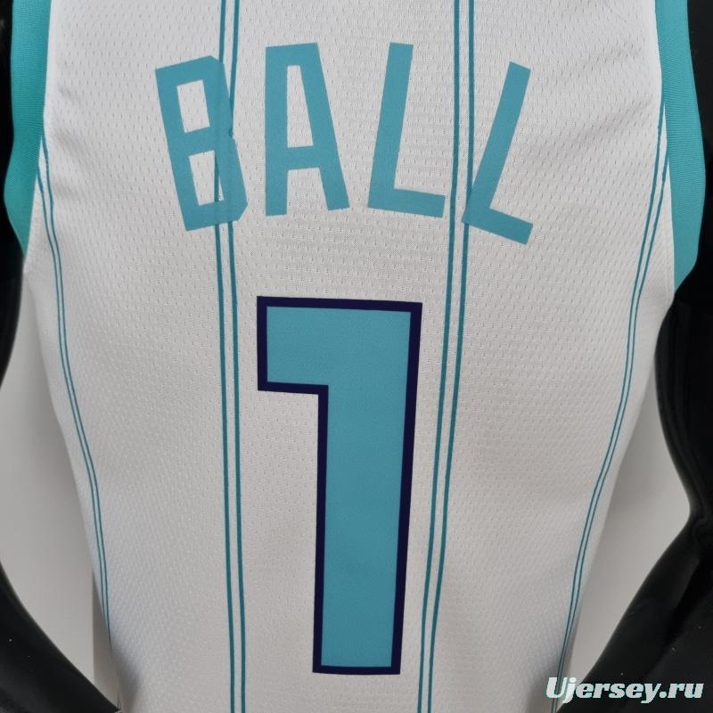 75th Anniversary BALL #1 Charlotte Hornets White NBA Jersey