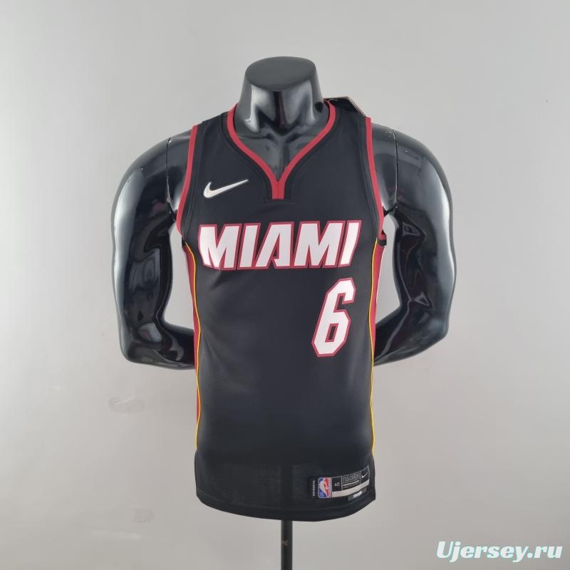 75th Anniversary Miami Heat JAMES #6 Black NBA Jersey