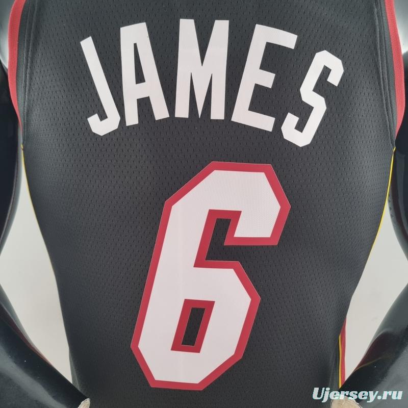 75th Anniversary Miami Heat JAMES #6 Black NBA Jersey