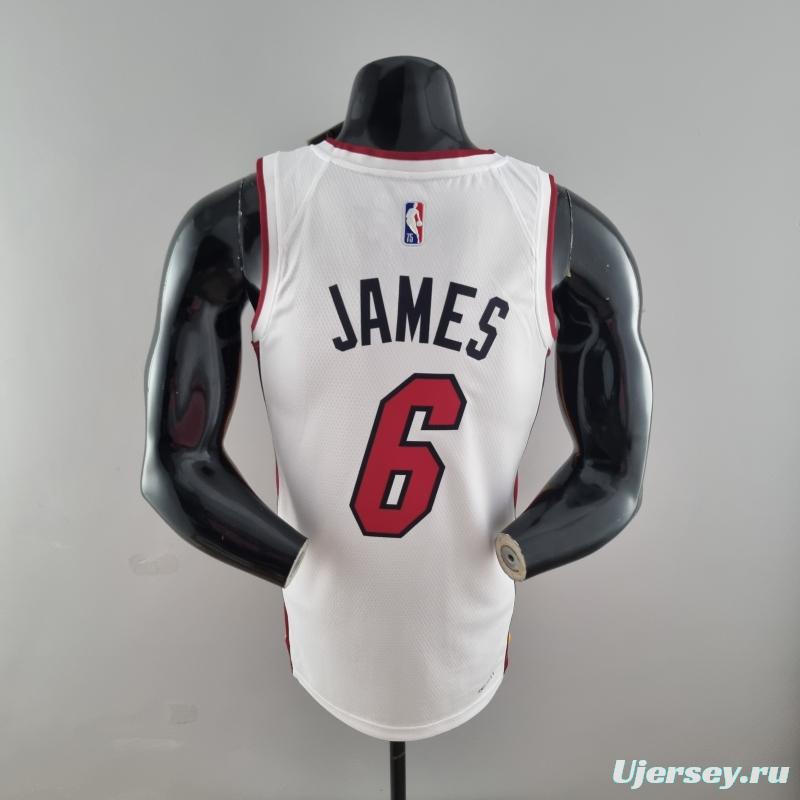 75th Anniversary Miami Heat JAMES #6 White NBA Jersey