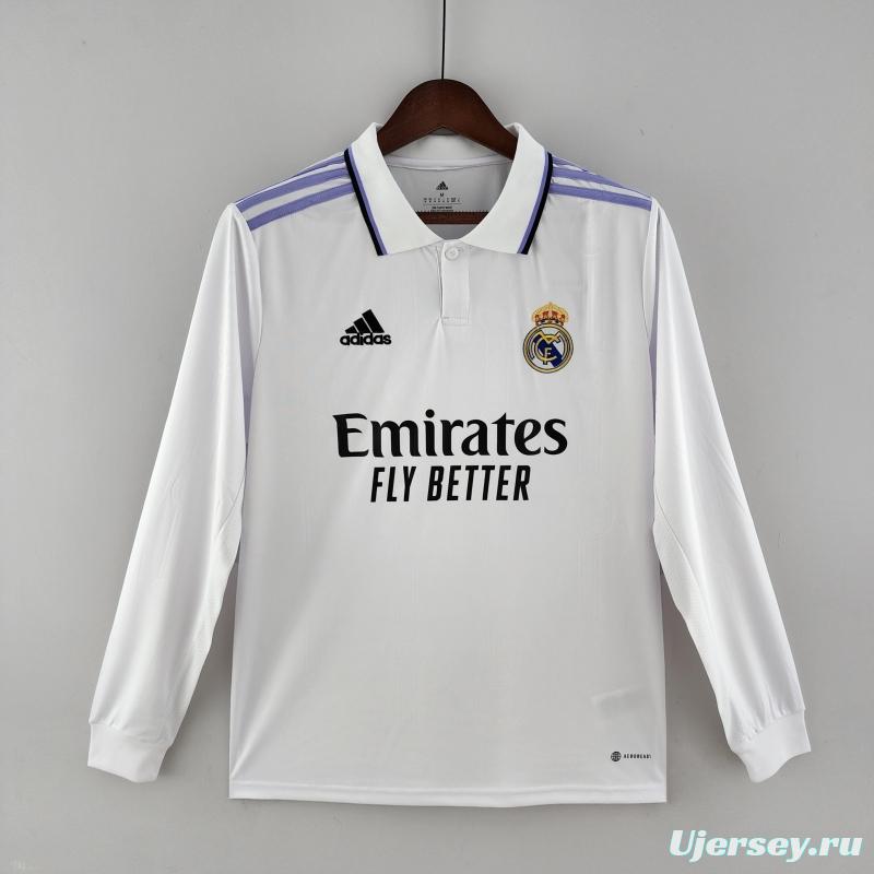 22/23 Long Sleeve Real Madrid Home  Soccer Jersey