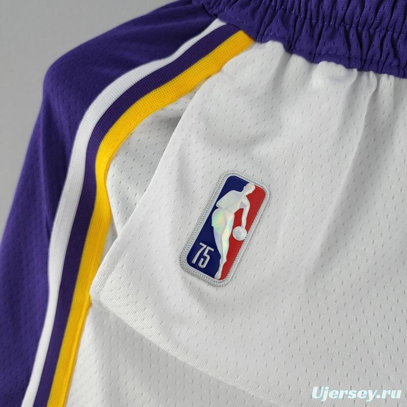 75th Anniversary Los Angeles Lakers White NBA Shorts 