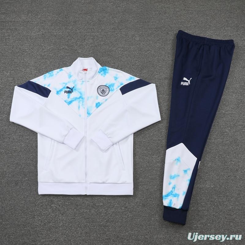 2022 Manchester City White Full Zipper Jacket Suit