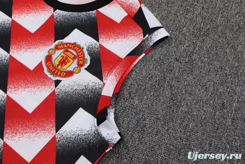 22/23 Manchester United Pre-Training Jersey Black+Red+White Vest