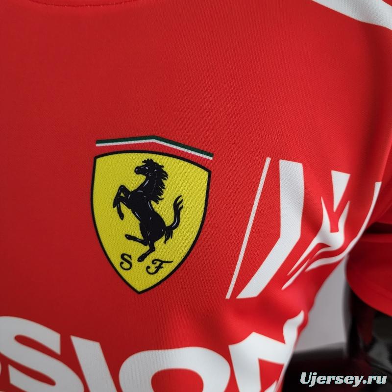 2022 F1 Ferrari  RED T-shirts Full Sponsor #0007