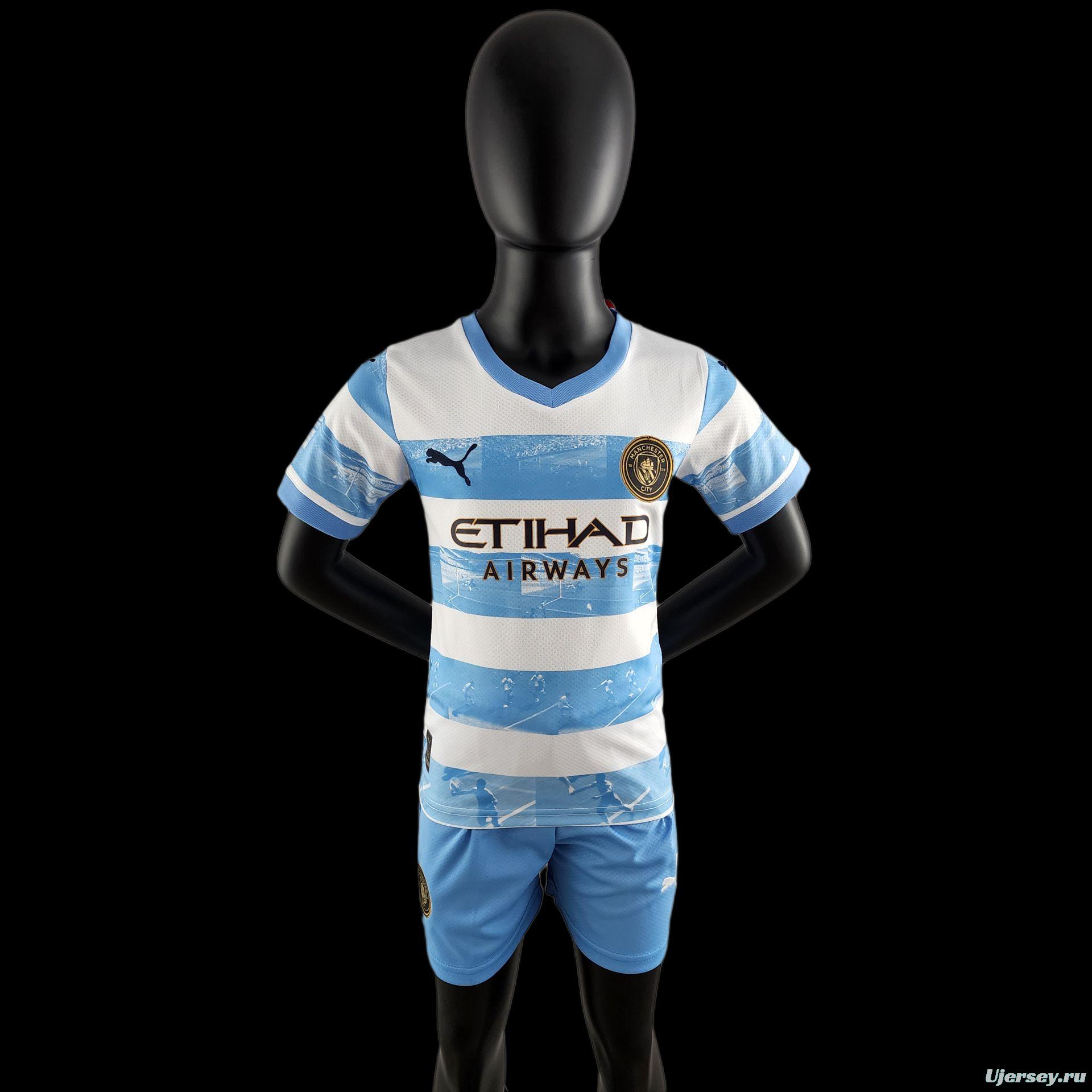 22/23 Kids Kit Manchester City Limited Edition Blue And White Size16-28