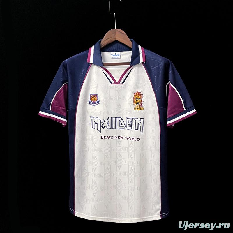 Retro 1999 West Ham Iron Maiden Away Soccer Jersey