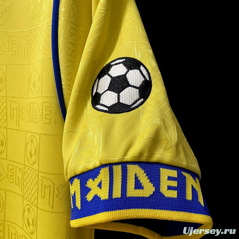 Retro 2008 West Ham Iron Maiden Yellow Jersey