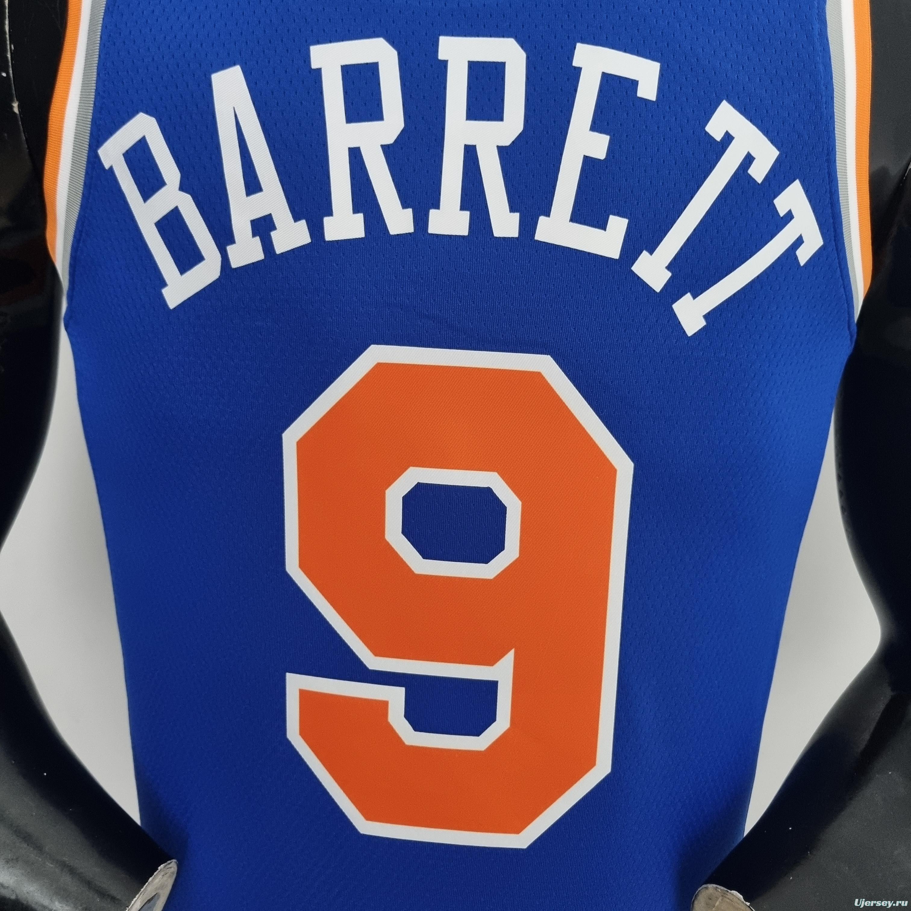 75th Anniversary Barrett #9 New York Knicks Blue NBA Jersey