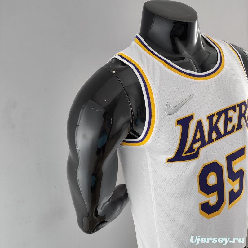 75th Anniversary TOSCANO #95 Los Angeles Lakers White NBA Jersey