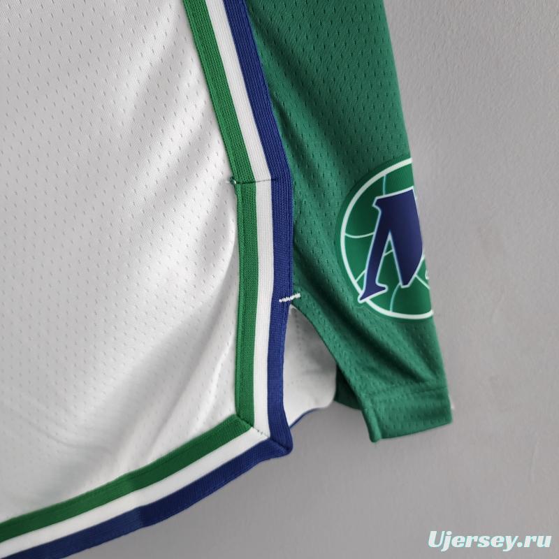 2022 Dallas Mavericks Urban Edition NBA Shorts White Green Trim