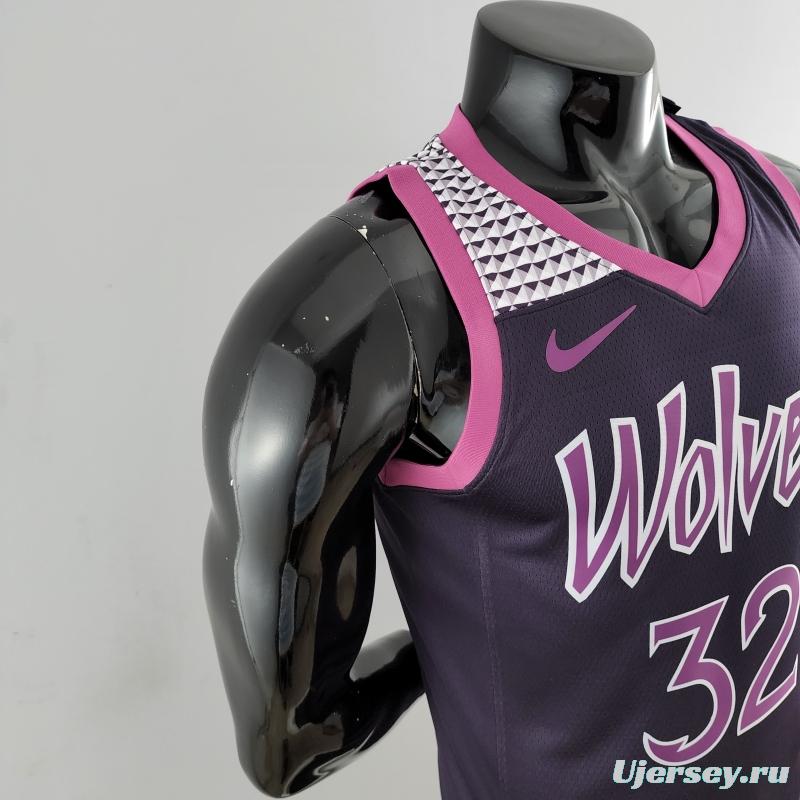 Minnesota Timberwolves TOWNS#32 Black And Purple NBA Jersey