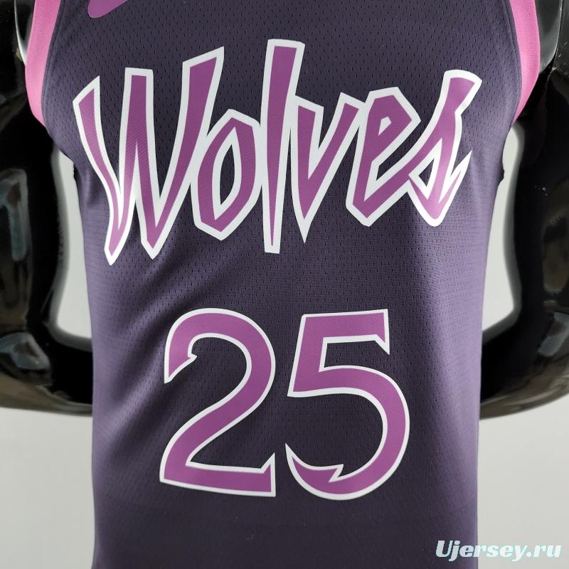 Minnesota Timberwolves ROSE#25 Black And Purple NBA Jersey