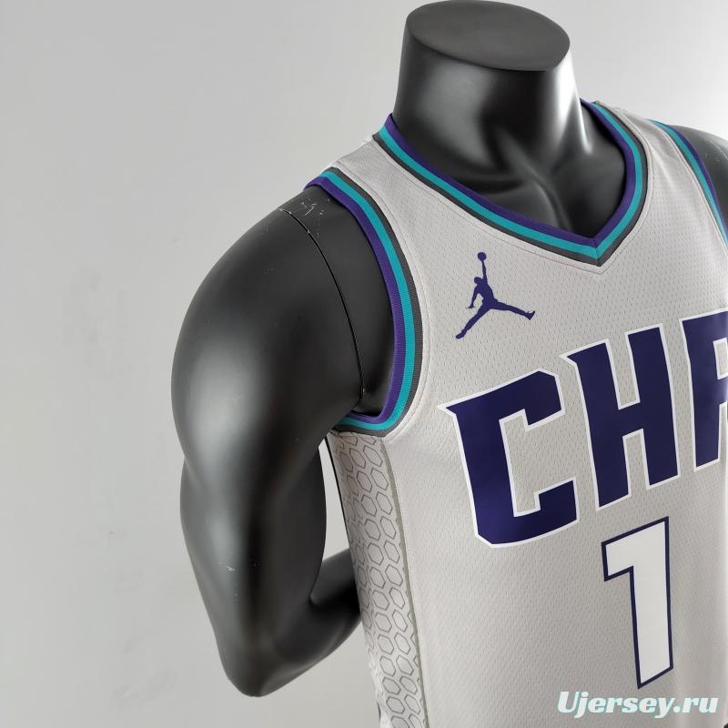 2019 Ball #1 Charlotte Hornets Grey NBA Jersey