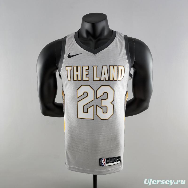 2018 JAMES #23 Cleveland Cavaliers Grey NBA Jersey
