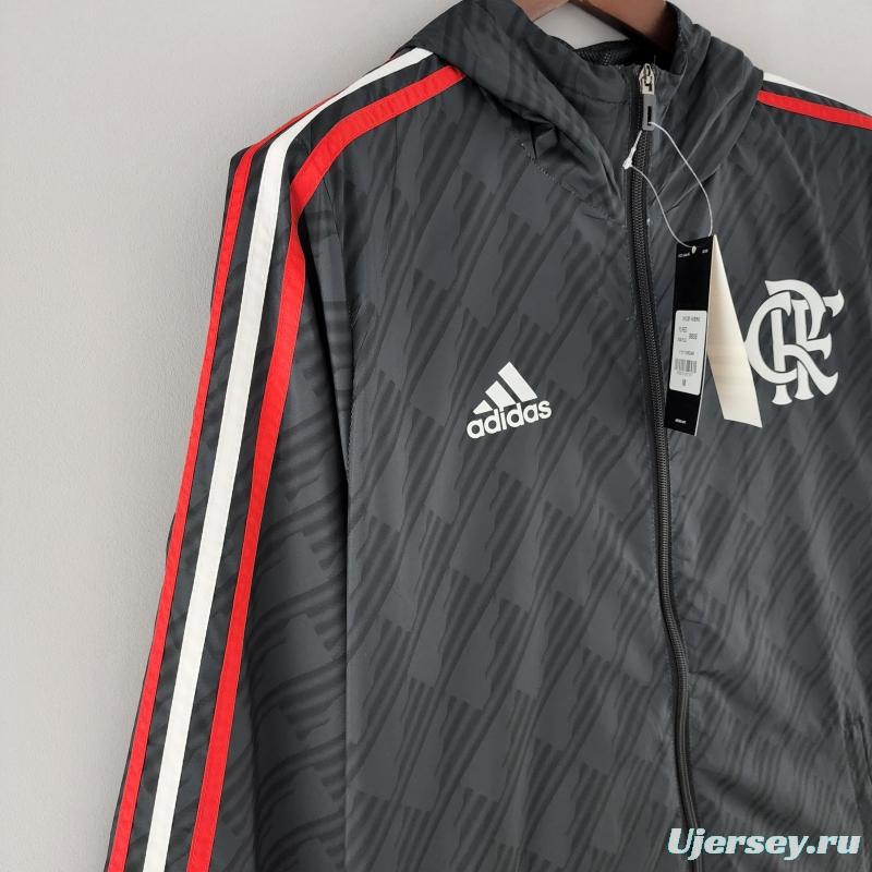 2022 Flamengo Windbreaker Black Red &amp; White Edge