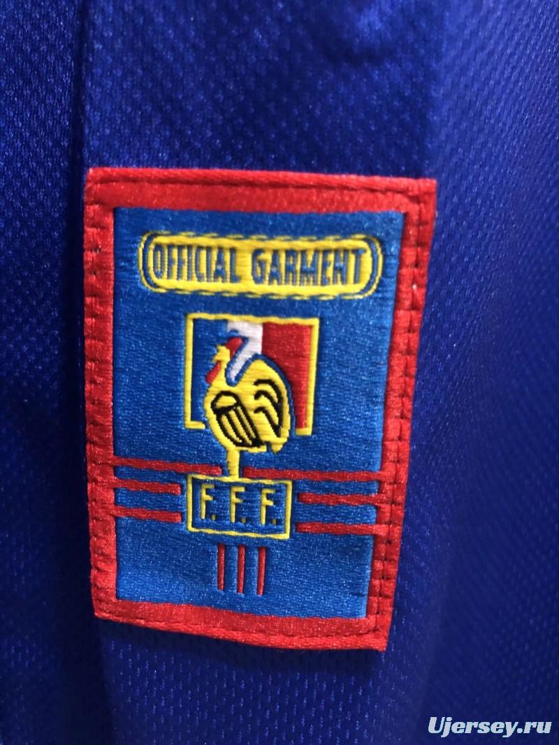 Retro 1998 Long Sleeve France Home Soccer Jersey With 98 France Patch