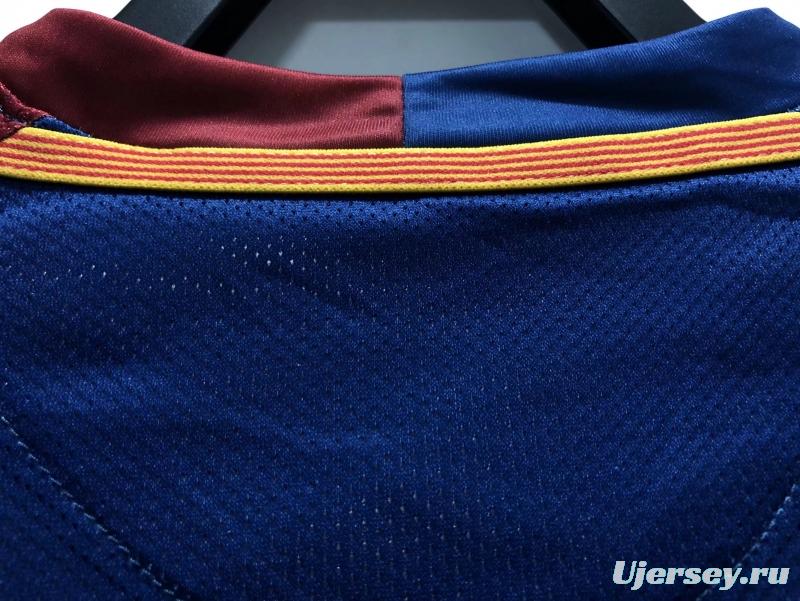 Retro 08/09 Long SLeeve Barcelona Home Champions Version Soccer Jersey