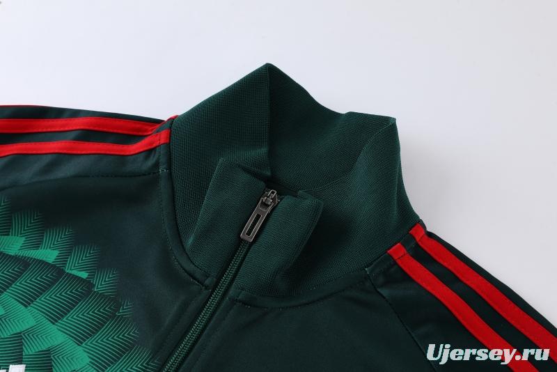 2022 Mexico Dark Green Full Zipper Tracksuit