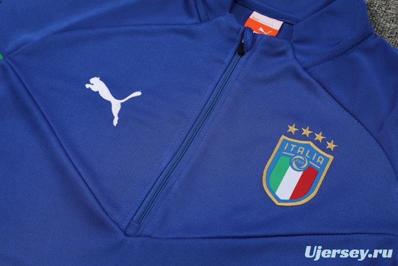 2022 Italy Blue Half Zipper Tracksuit