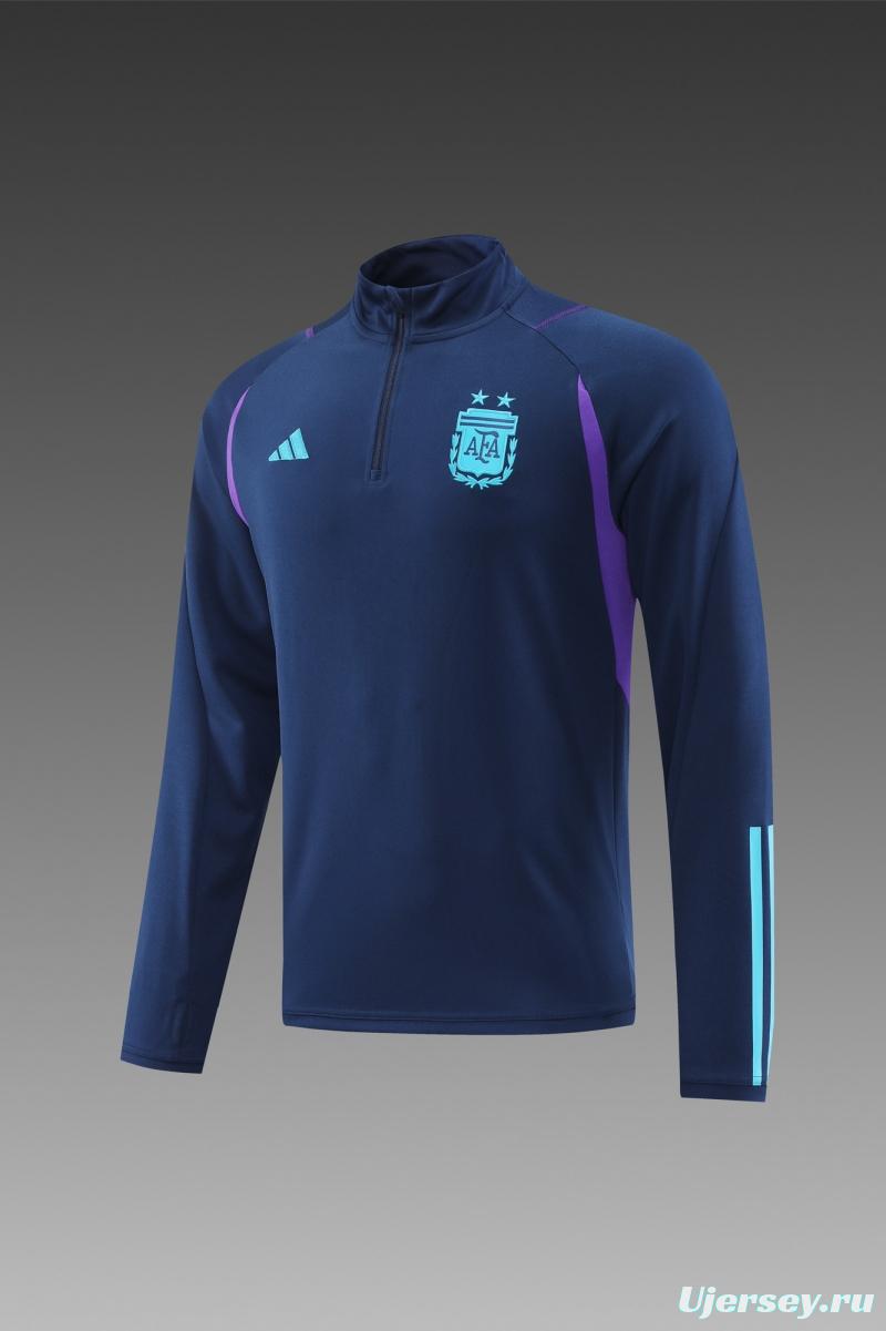 2022 Argentina Navy Half Zipper Tracksuit