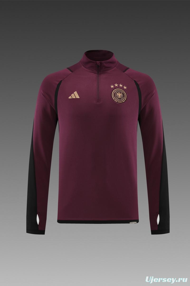 2022 Germany Wine Half Zipper Tracksuit