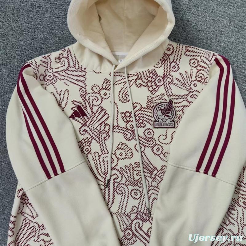 2022 Mexico Away White Hoodie Full Zipper Tracksuit