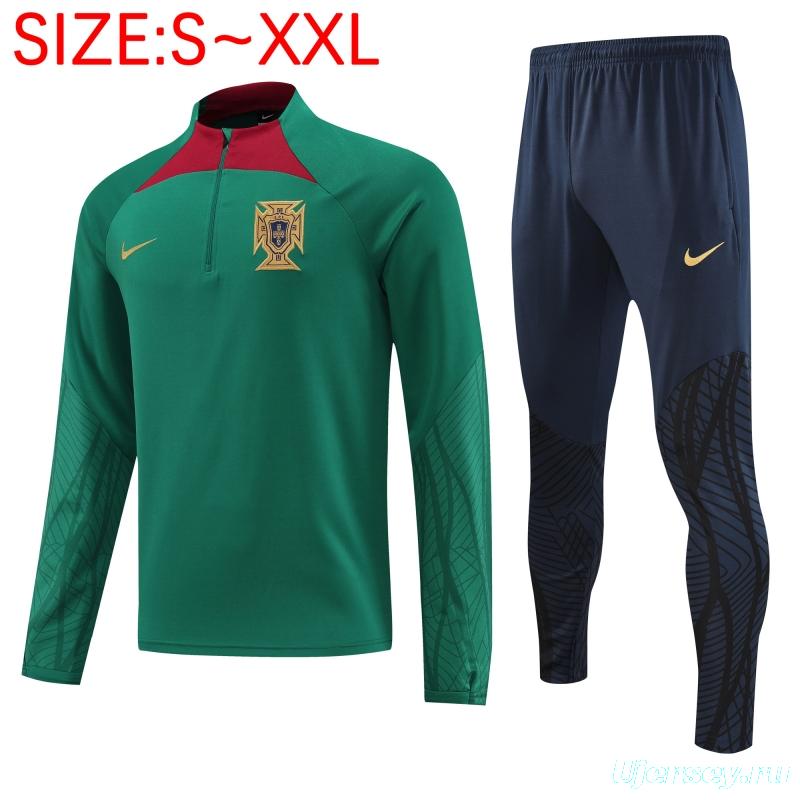 2022 Portugal Half Zipper Green Tracksuit