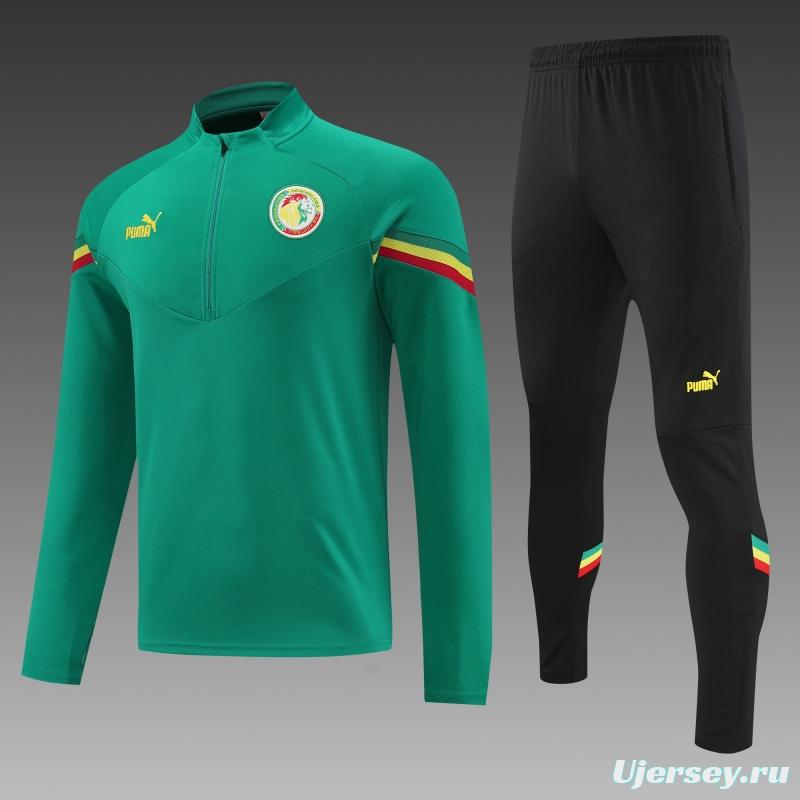 2022 Senegal Green Half Zipper Tracksuit