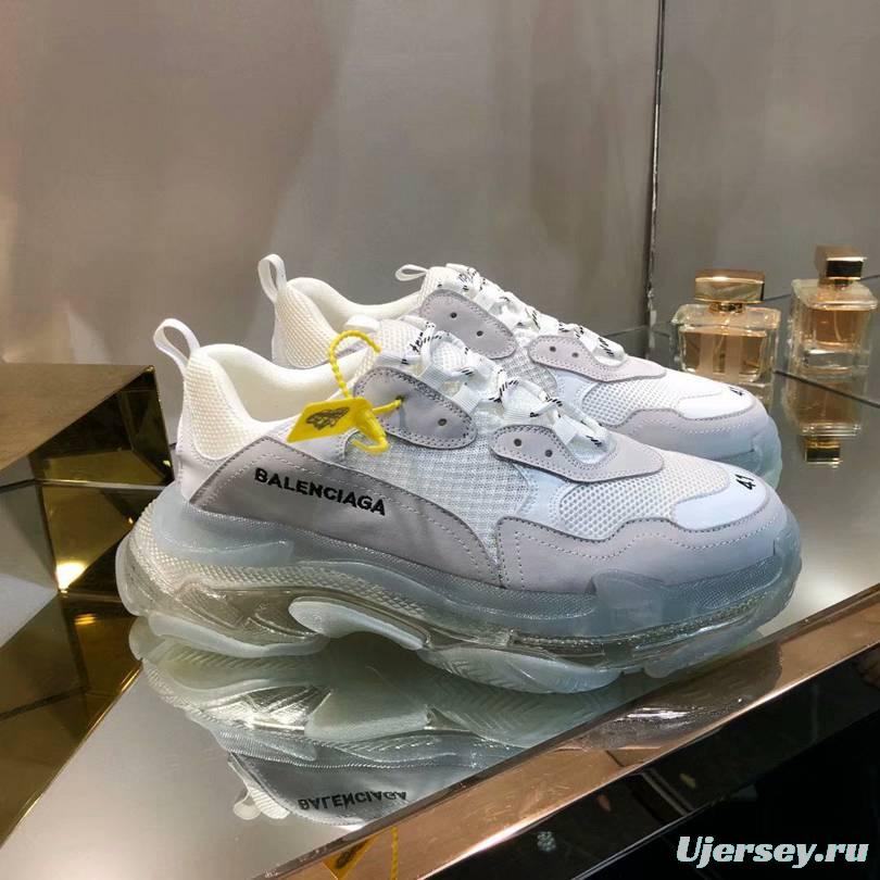 Men/Women Balenciaga Triple S White Clear Sole Khaki Sneaker Item 638038