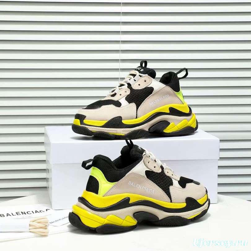 Men/Women Balenciaga Triple S  Sneaker Khaki/Black/Yellow