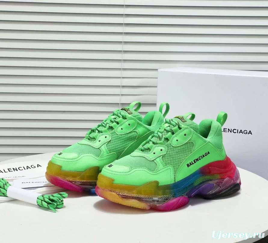 Men/Women Balenciaga Triple S MutiColor Clear Sole Green Sneaker Item 6380400