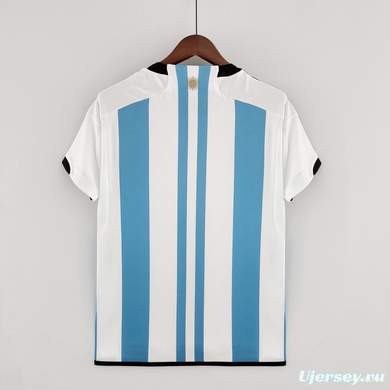 3 Stars 2022 Argentina Home Jersey With World Cup Champion Patches