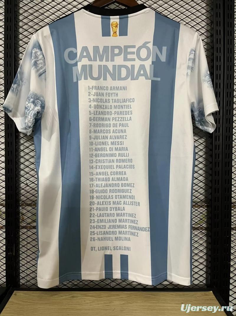 3 Stars 2022 Argentina Campeones Mundo Home Special Jersey