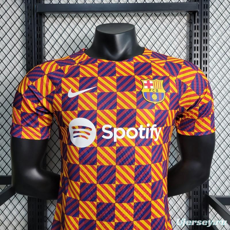 Player Version 23-24 Barcelona Training Orange Jersey