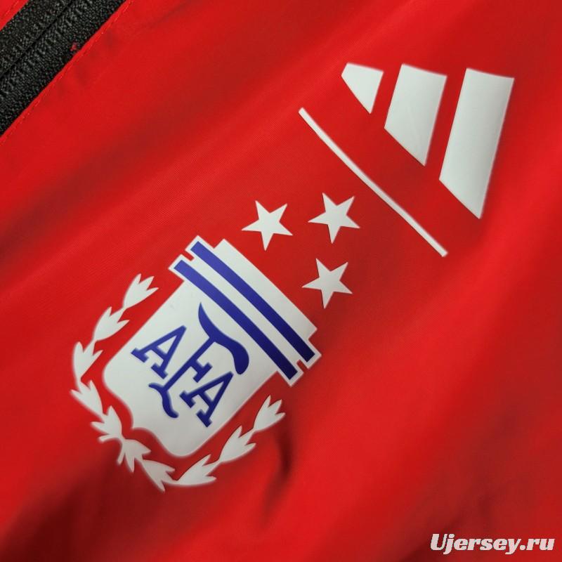 2023 Reversible 3-star Argentina Red/Black Windbreaker